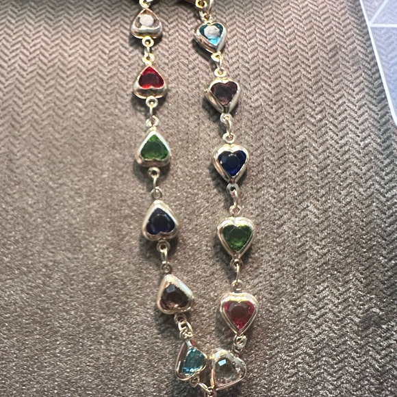 Gold Multi-Color Heart Charm Necklace - Picture 4 of 6